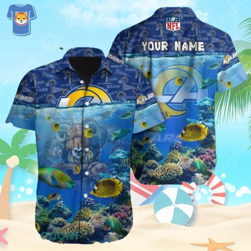 Los Angeles Rams NFL Football Custom Name Hawaiian Shirt Best Gift For Fans