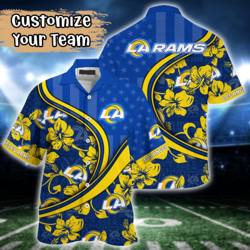 Los Angeles Rams NFL Us Flag Hawaiian Shirt Custom Summer Aloha Shirt