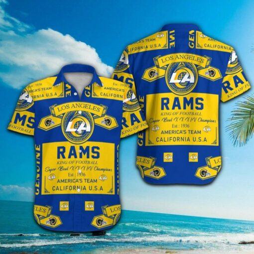 Los Angeles Rams Short Sleeve Button Up Tropical Hawaiian Shirt HHW011