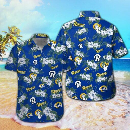Los Angeles Rams Short Sleeve Button Up Tropical Hawaiian Shirt HHW012
