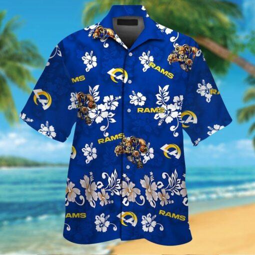 Los Angeles Rams Short Sleeve Button Up Tropical Hawaiian Shirt HHW014