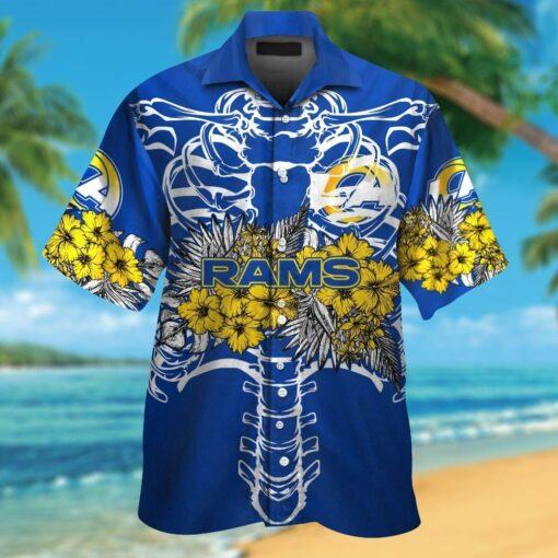 Los Angeles Rams Short Sleeve Button Up Tropical Hawaiian Shirt HHW015