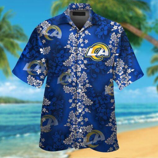 Los Angeles Rams Short Sleeve Button Up Tropical Hawaiian Shirt HHW016