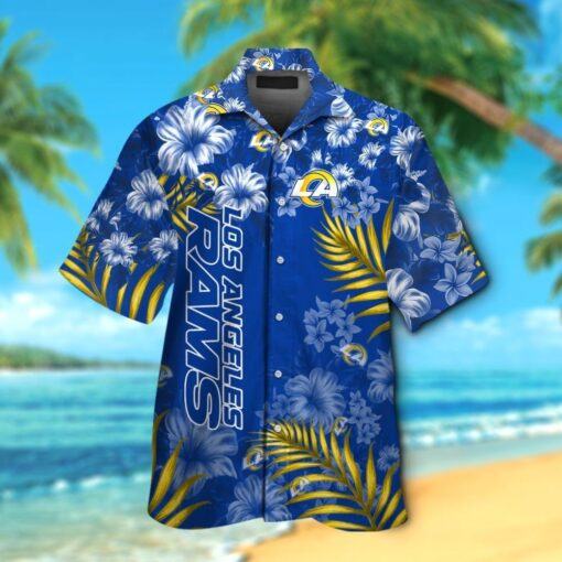 Los Angeles Rams Short Sleeve Button Up Tropical Hawaiian Shirt HHW020
