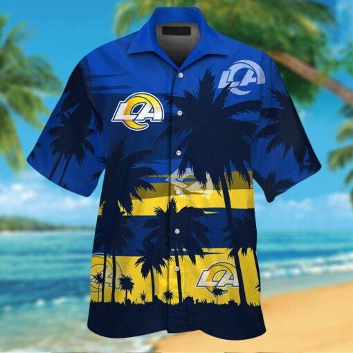 Los Angeles Rams Short Sleeve Button Up Tropical Hawaiian Shirt HHW021