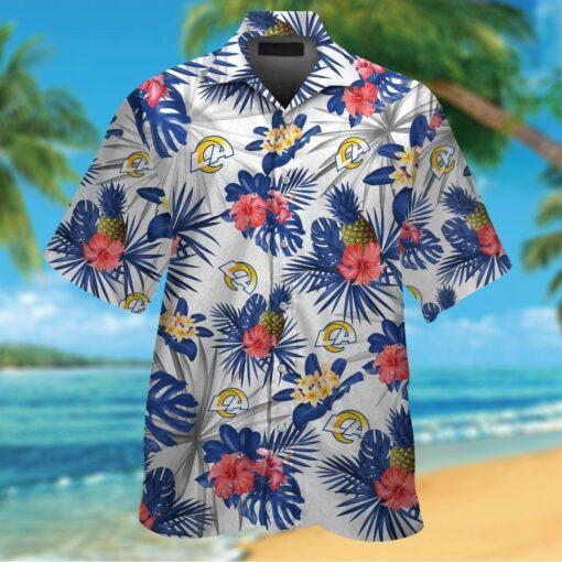 Los Angeles Rams Short Sleeve Button Up Tropical Hawaiian Shirt HHW022