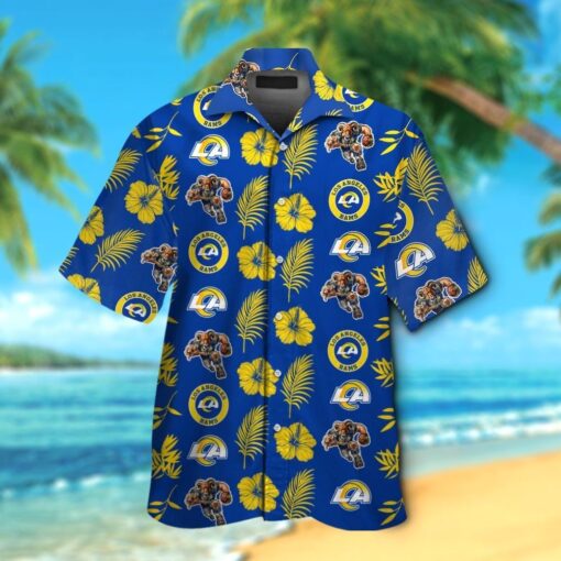 Los Angeles Rams Short Sleeve Button Up Tropical Hawaiian Shirt HHW023