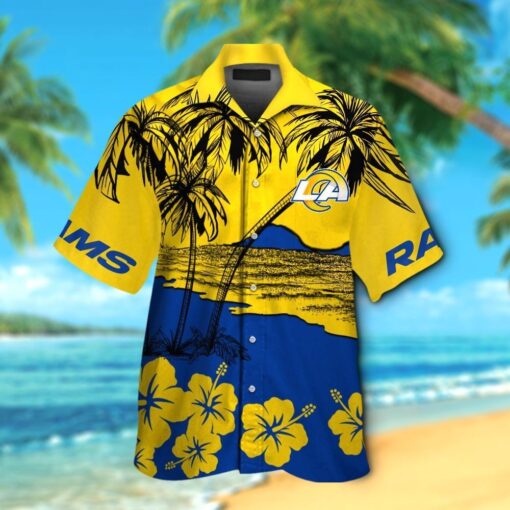 Los Angeles Rams Short Sleeve Button Up Tropical Hawaiian Shirt HHW024