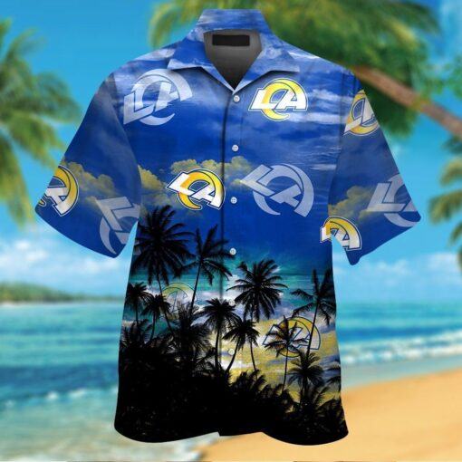 Los Angeles Rams Short Sleeve Button Up Tropical Hawaiian Shirt HHW026