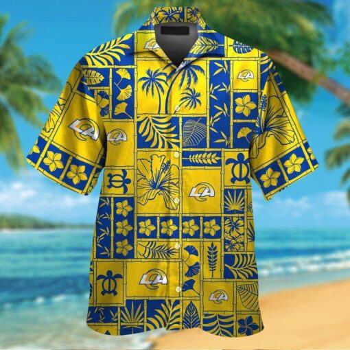 Los Angeles Rams Short Sleeve Button Up Tropical Hawaiian Shirt HHW028