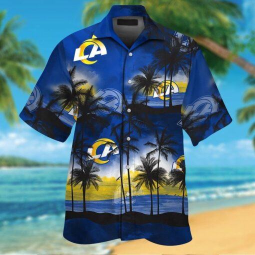 Los Angeles Rams Short Sleeve Button Up Tropical Hawaiian Shirt HHW029