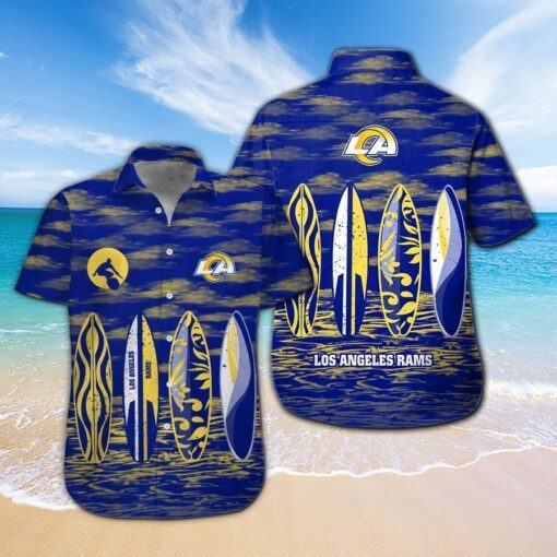 Los Angeles Rams Short Sleeve Button Up Tropical Hawaiian Shirt HHW03