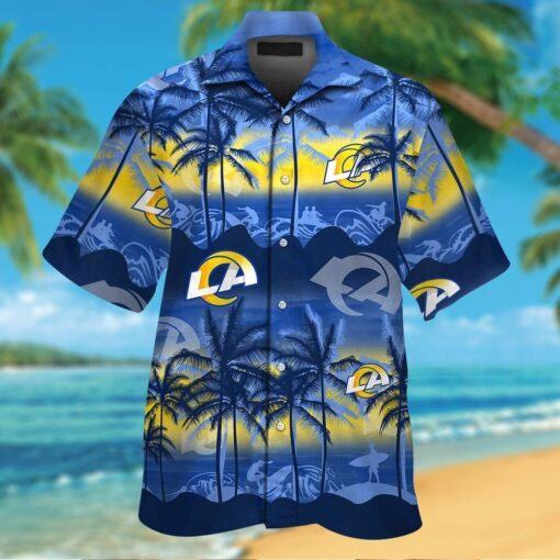 Los Angeles Rams Short Sleeve Button Up Tropical Hawaiian Shirt HHW030