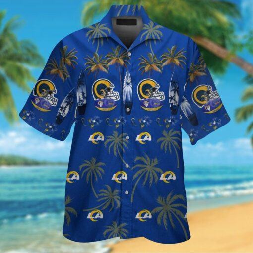 Los Angeles Rams Short Sleeve Button Up Tropical Hawaiian Shirt HHW04