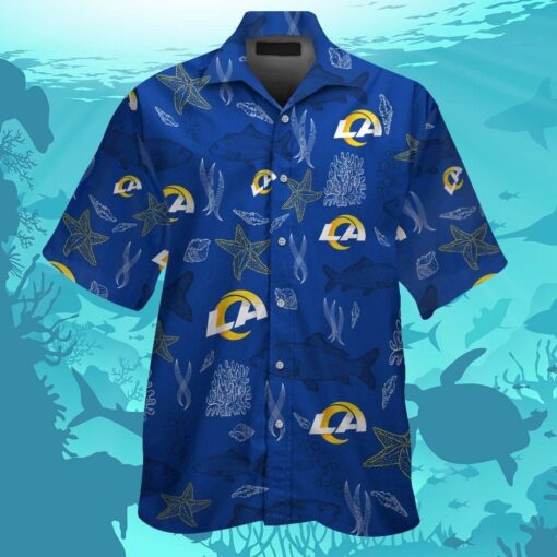 Los Angeles Rams Short Sleeve Button Up Tropical Hawaiian Shirt HHW05