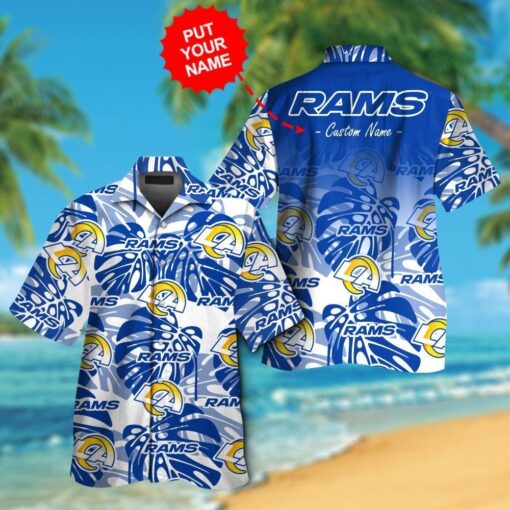 Los Angeles Rams Short Sleeve Button Up Tropical Hawaiian Shirt HHW06