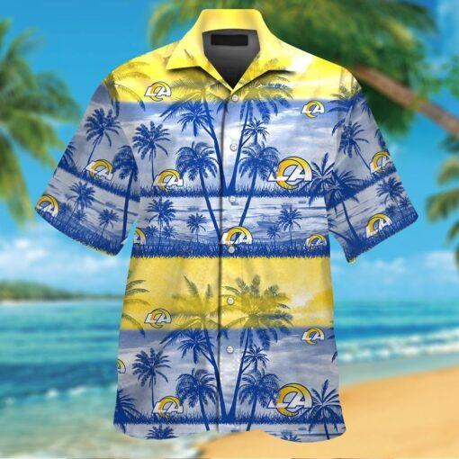 Los Angeles Rams Short Sleeve Button Up Tropical Hawaiian Shirt HHW08