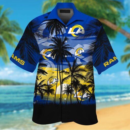 Los Angeles Rams Short Sleeve Button Up Tropical Shirt Hawaiian Shirt