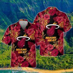 Miami Heat Hibiscus And Tree Tropical Pattern Print Hawaiian Shirt