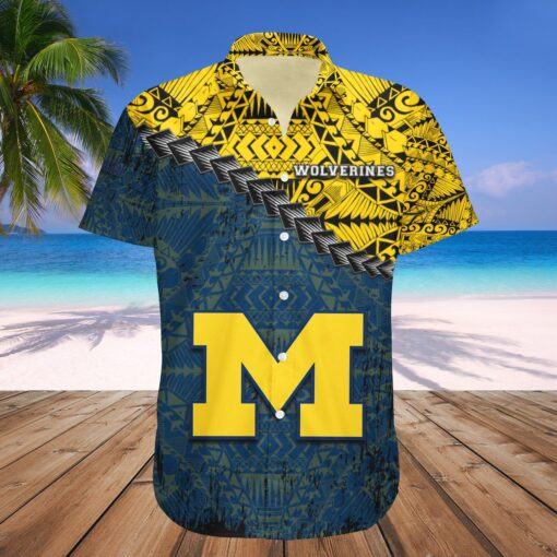 Michigan Wolverines Hawaii Shirt Grunge Polynesian Tattoo ? NCAA