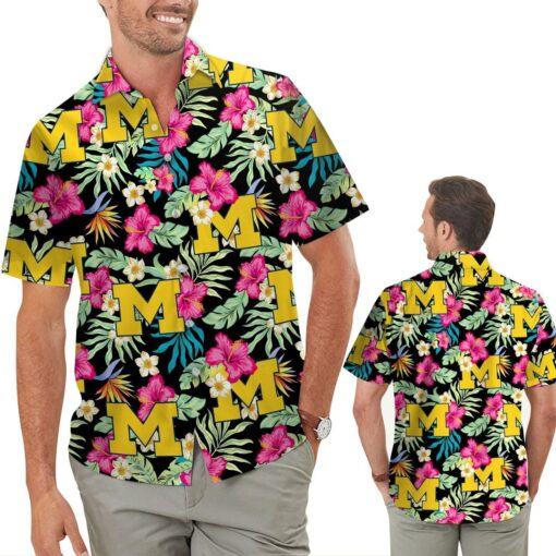Michigan Wolverines Hibiscus Tropical Hawaiian Shirts