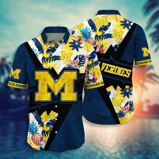 Michigan Wolverines NCAA Hawaiian Shirt Ocean Waves Aloha Shirt