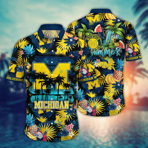 Michigan Wolverines NCAA Hawaiian Shirt Pool Daystime Aloha Shirt