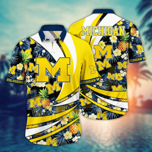 Michigan Wolverines NCAA Hawaiian Shirt Sunbathe Aloha Shirt