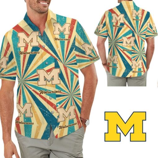 Michigan Wolverines Retro Vintage Style Hawaiian Shirt BeacSummer