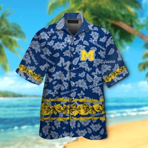 Michigan Wolverines Short Sleeve Button Up Tropical Hawaiian Shirt