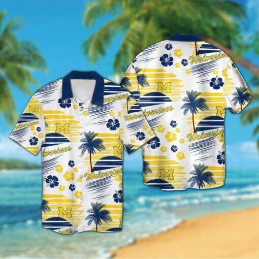 Michigan Wolverines Short Sleeve Button Up Tropical Hawaiian Shirt VER07