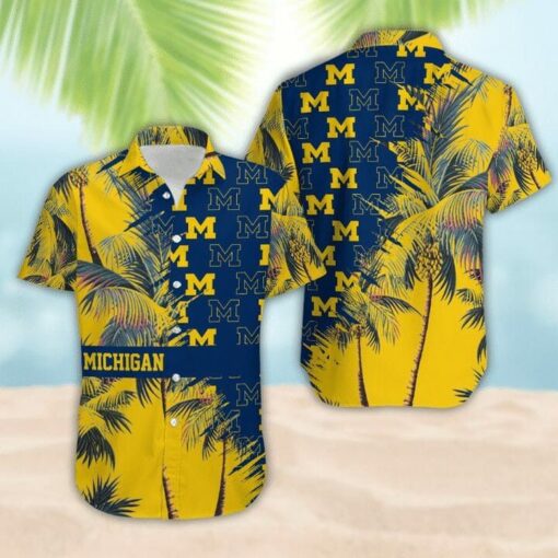NCAA Michigan Wolverines Maize Blue Coconut Hawaiian Shirt