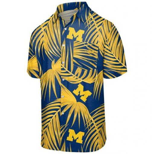 NCAA Michigan Wolverines Maize Blue Leaves Hawaiian Shirt