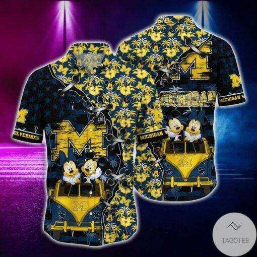 NCAA Michigan Wolverines Mickey And Daisy Hawaiian Shirt