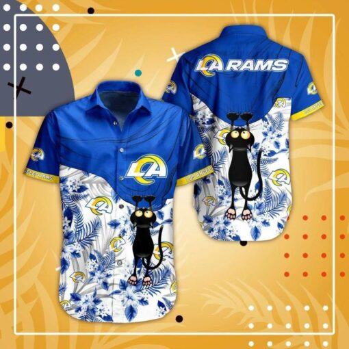 NFL Los Angeles Rams Black Cat Graphic Hawaiian Shirt