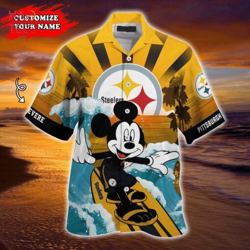 Nfl Pittsburgh Steelers Custom Name Mickey Mouse Trendy Hawaiian Shirt V2 Aloha Shirt