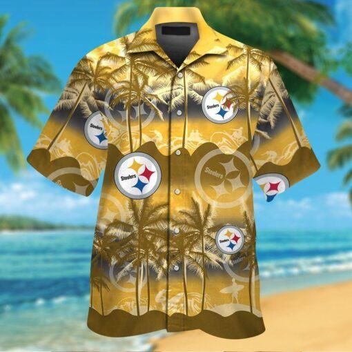 Pittsburg Steelers Short Sleeve Button Up Tropical Hawaiian Shirt VER01