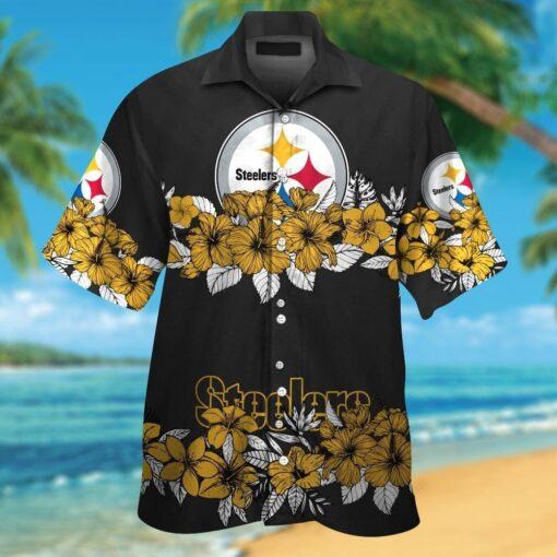 Pittsburg Steelers Short Sleeve Button Up Tropical Hawaiian Shirt VER014