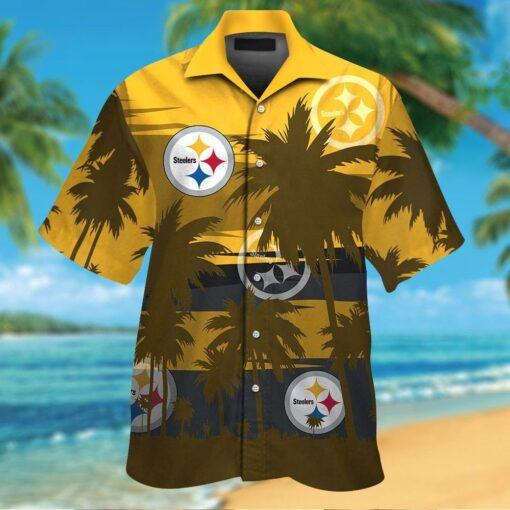 Pittsburg Steelers Short Sleeve Button Up Tropical Hawaiian Shirt VER016