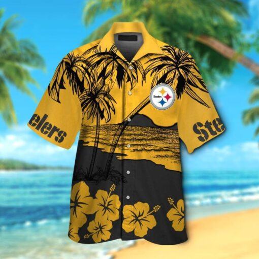 Pittsburg Steelers Short Sleeve Button Up Tropical Hawaiian Shirt VER017