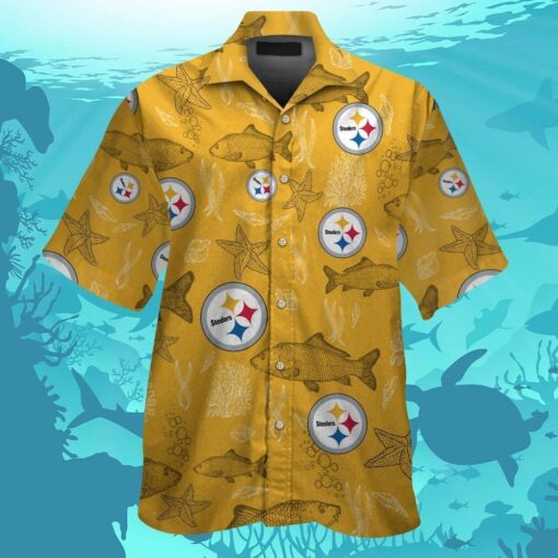 Pittsburg Steelers Short Sleeve Button Up Tropical Hawaiian Shirt VER019