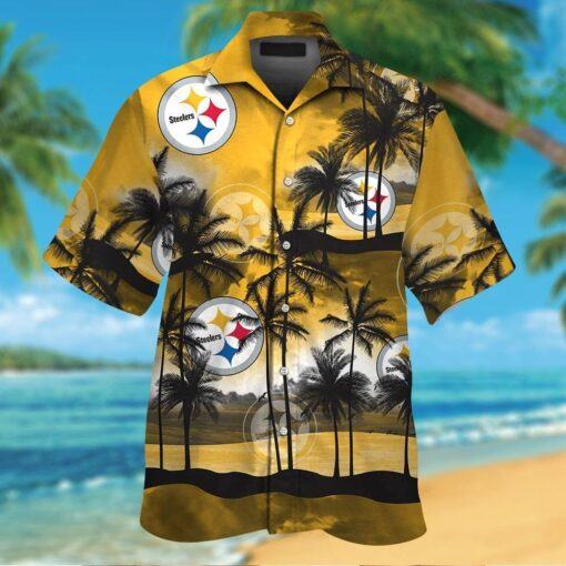 Pittsburg Steelers Short Sleeve Button Up Tropical Hawaiian Shirt VER02