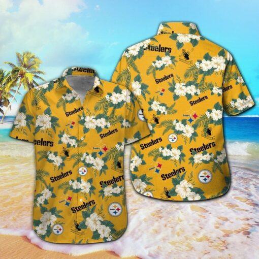 Pittsburg Steelers Short Sleeve Button Up Tropical Hawaiian Shirt VER020