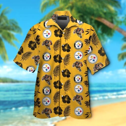 Pittsburg Steelers Short Sleeve Button Up Tropical Hawaiian Shirt VER0212