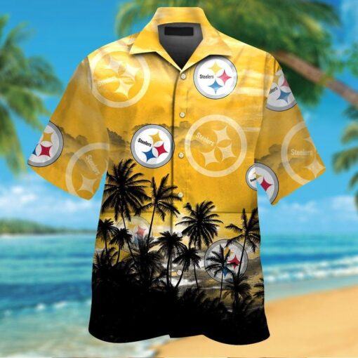 Pittsburg Steelers Short Sleeve Button Up Tropical Hawaiian Shirt VER022