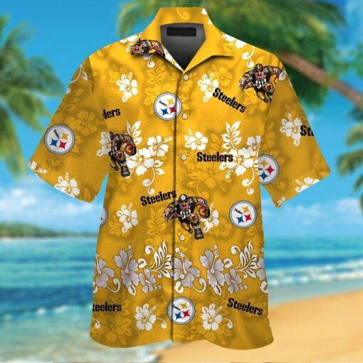 Pittsburg Steelers Short Sleeve Button Up Tropical Hawaiian Shirt VER023