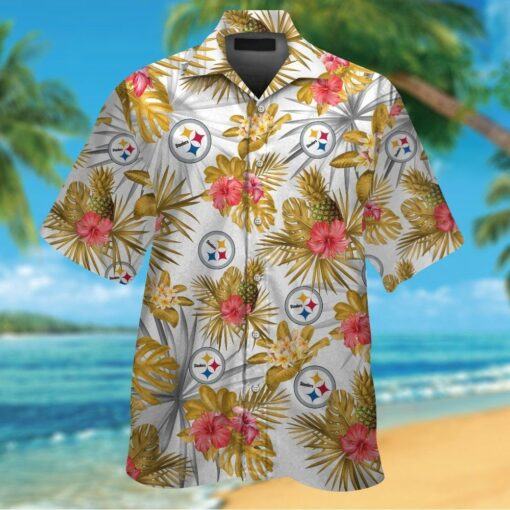 Pittsburg Steelers Short Sleeve Button Up Tropical Hawaiian Shirt VER028