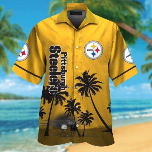 Pittsburg Steelers Short Sleeve Button Up Tropical Hawaiian Shirt VER03