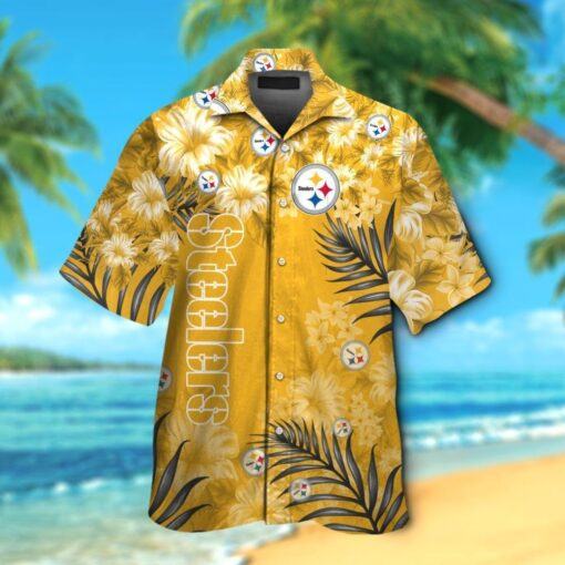 Pittsburg Steelers Short Sleeve Button Up Tropical Hawaiian Shirt VER06