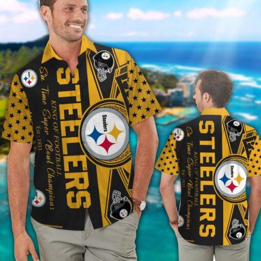 Pittsburg Steelers Short Sleeve Button Up Tropical Hawaiian Shirt VER07